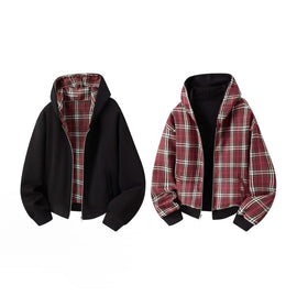 Royal Check Reversible Plaid Hoodies 1295 Black