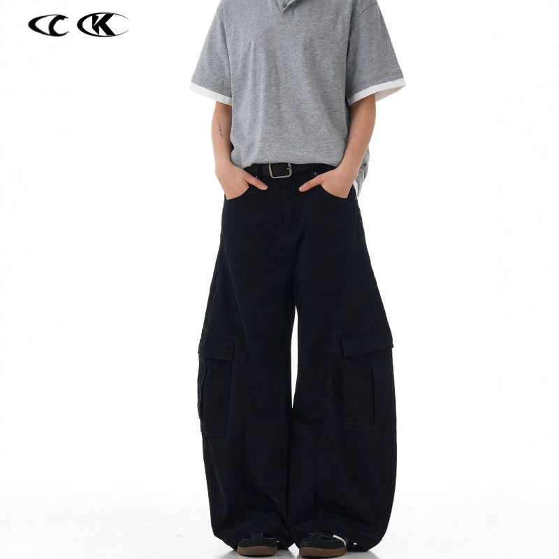 Vintage Baggy  Scimitar-silhouette Multiple Pockets Pants