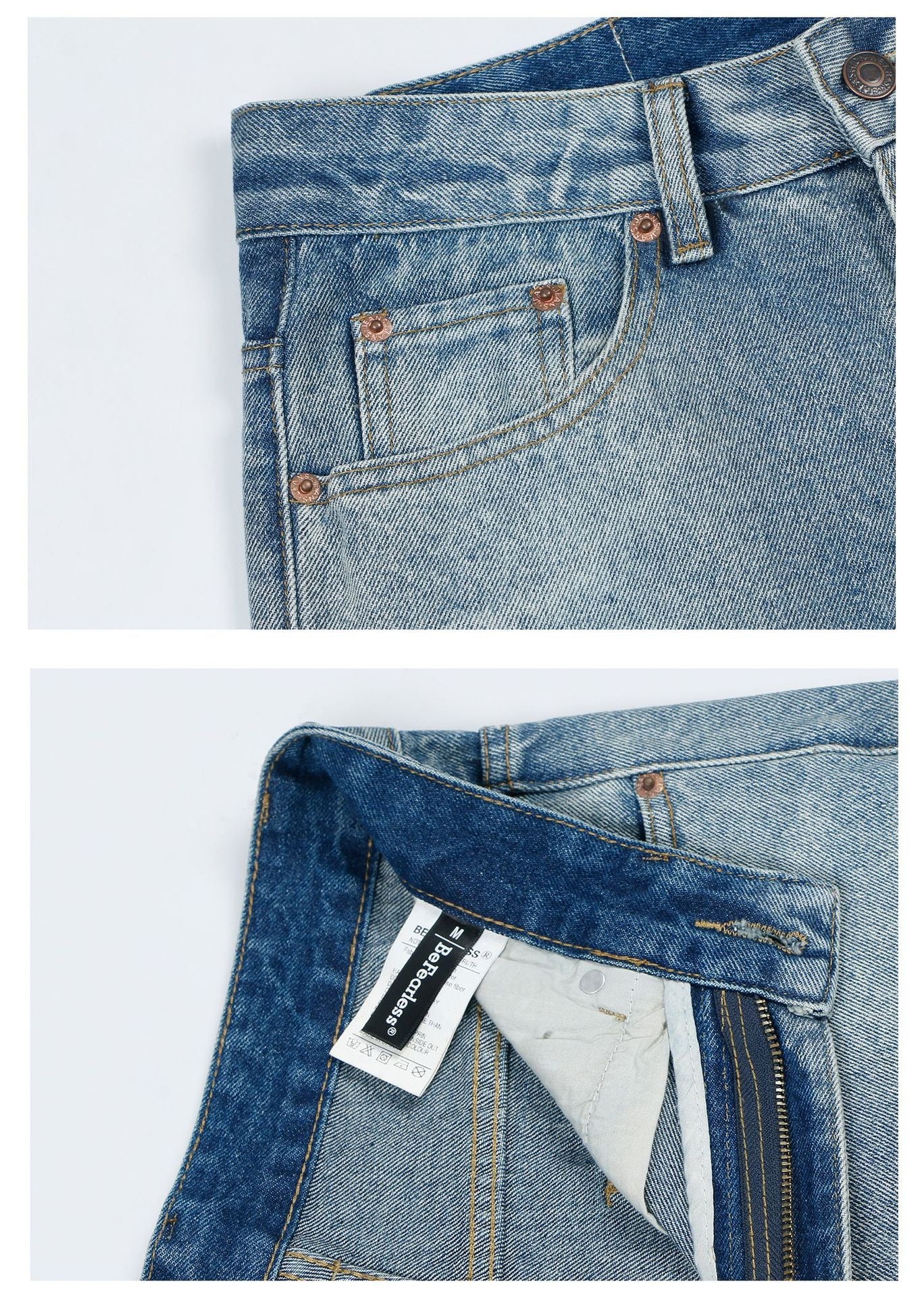 Vintage Washed Baggy Clean Fit Jeans