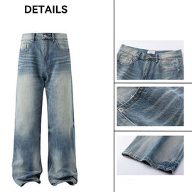 Washed Blue Straight Leg Loose Fit Cleanfit Jeans