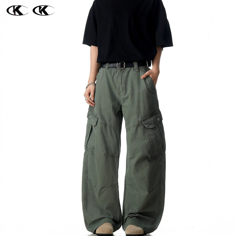 Multi Pocket Design Loose Fit Baggy Tapered Cargo Pants