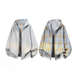 2-IN-1 Sky Plaid Reversible Hoodie