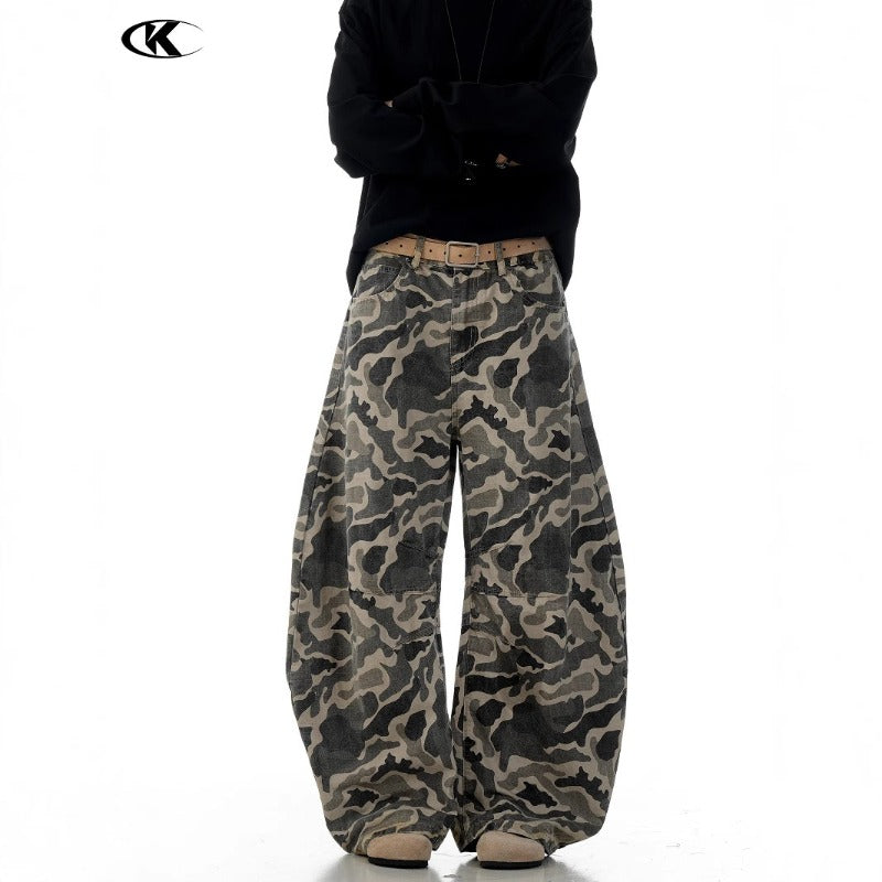 Vintage Camouflage Scimitar-silhouette Work Swearpants