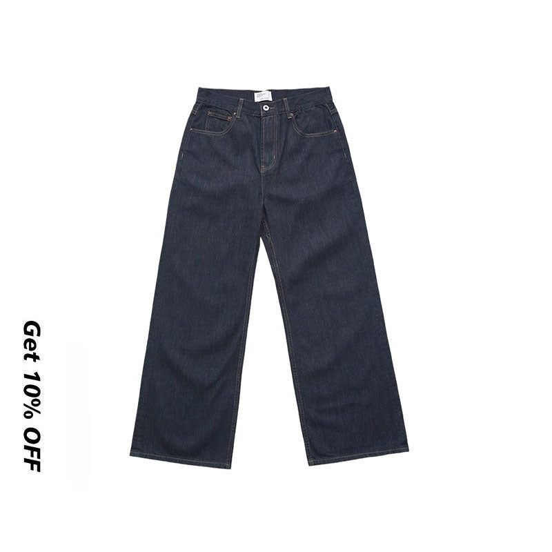 13oz raw denim loose straight jeans KZ9689