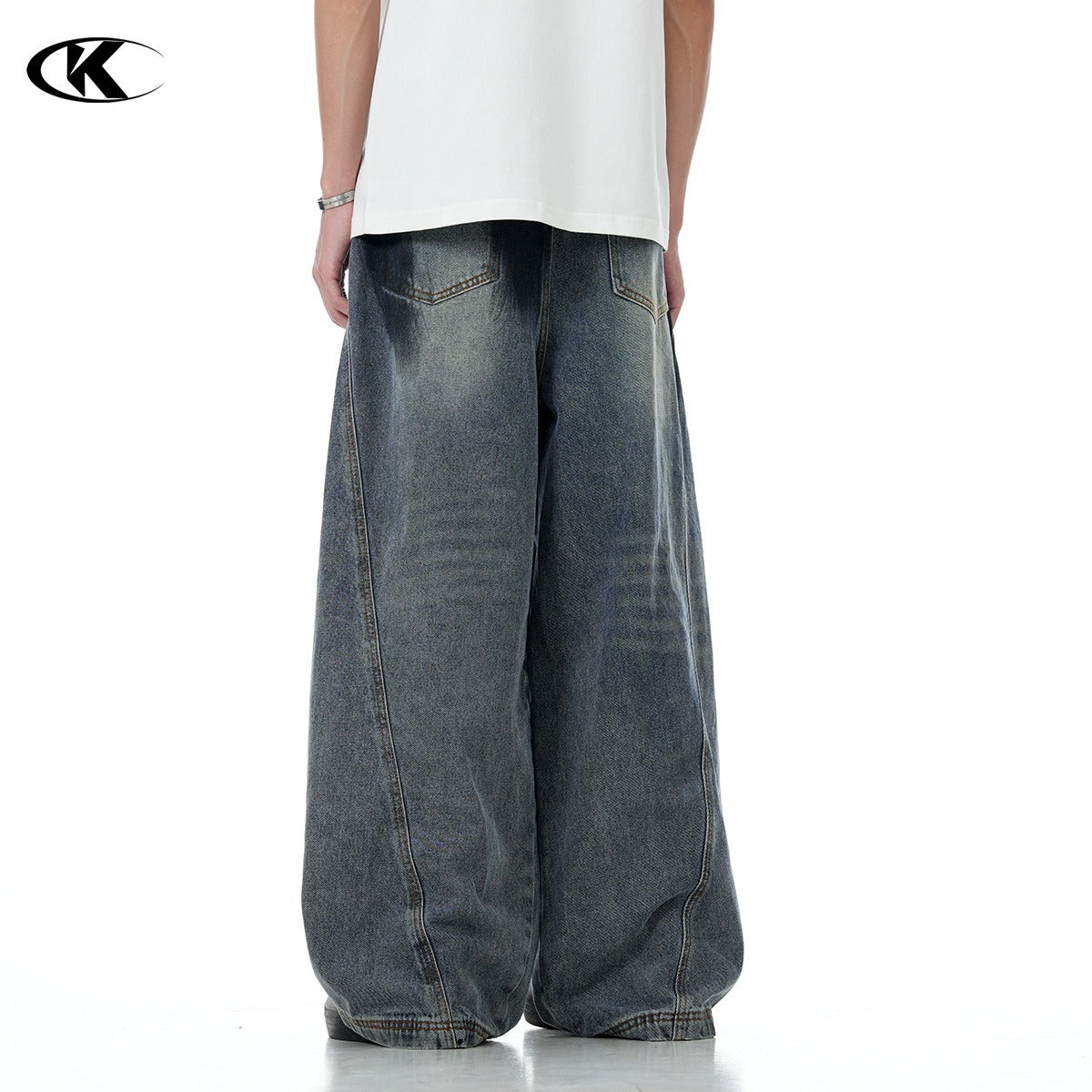 Retro Graffiti Broken Holes Scimitar-silhouette Jeans