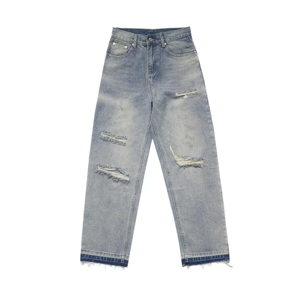 Cleanfit Basic Washed Vintage Casual Straight Ripped Jeans SW023UNFG510