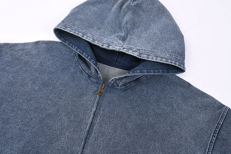 Snow Wash Vintage Denim Hoodie KB-02