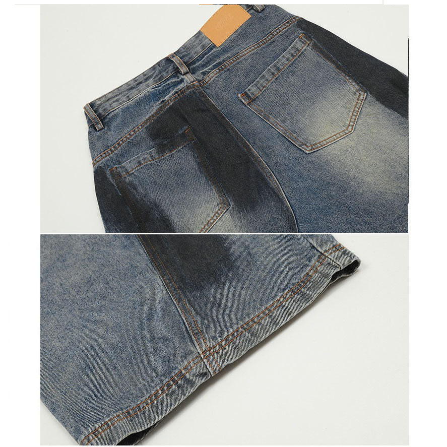 Retro Graffiti Broken Holes Scimitar-silhouette Jeans