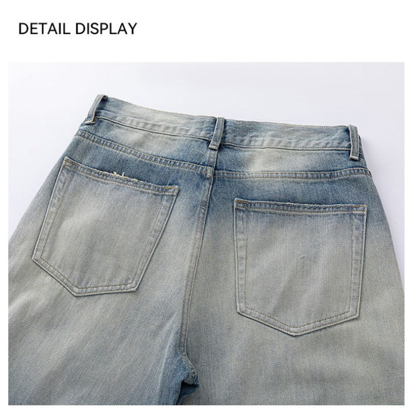 Washed Blue Straight Leg Loose Fit Cleanfit Jeans