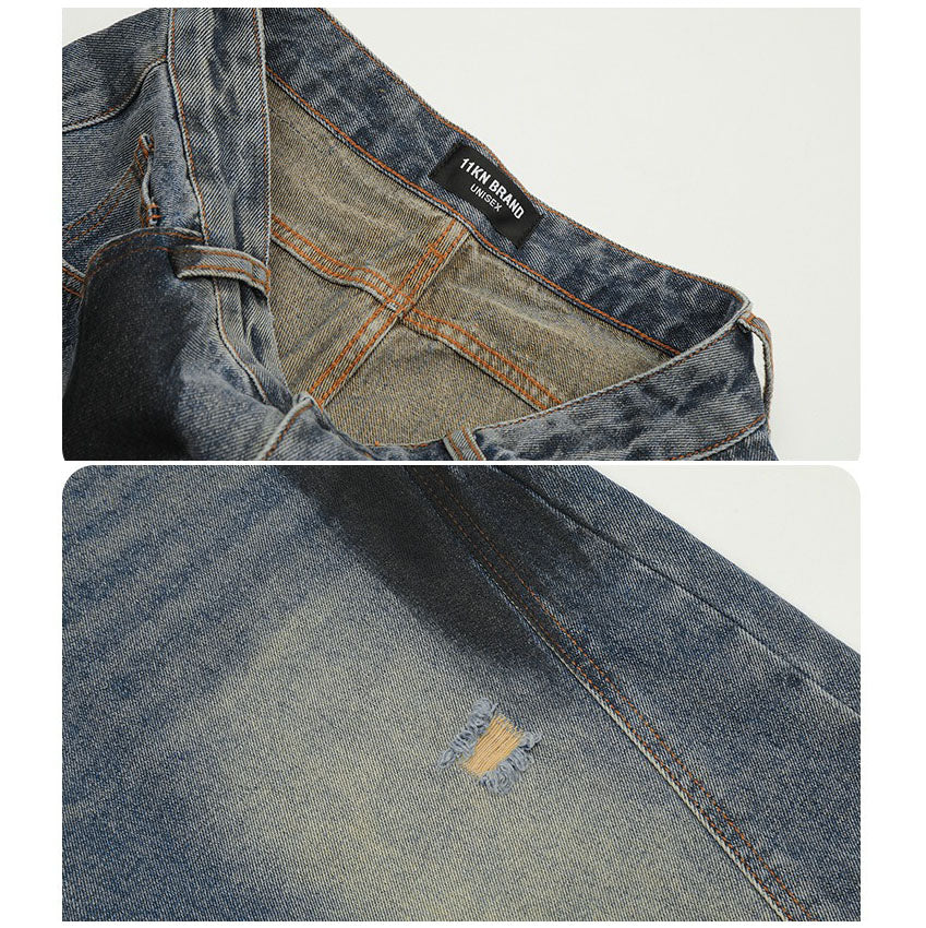 Retro Graffiti Broken Holes Scimitar-silhouette Jeans