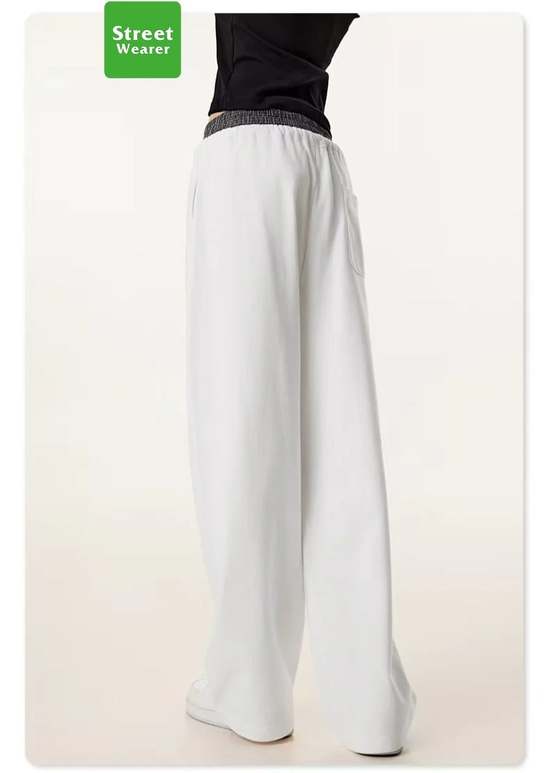Plaid Color Contrast Double Waist Head Casual Pants K25154