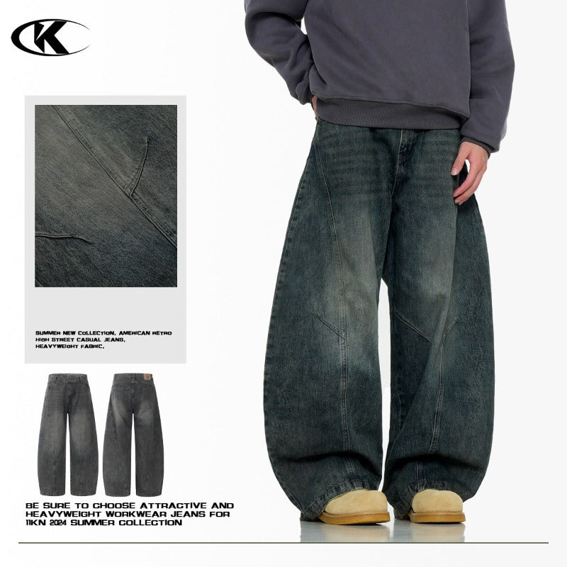 Vintage Blue Washed Scimitar-silhouette Jean