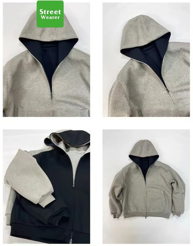 1000GSM Vintage Silhouette Colour Block Hoodie SW037YILUFFJMF33