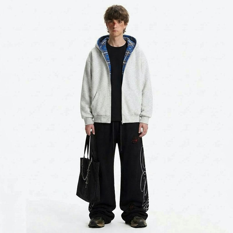 Double-faced Knit Reversible Full-zip Hoodies 1295