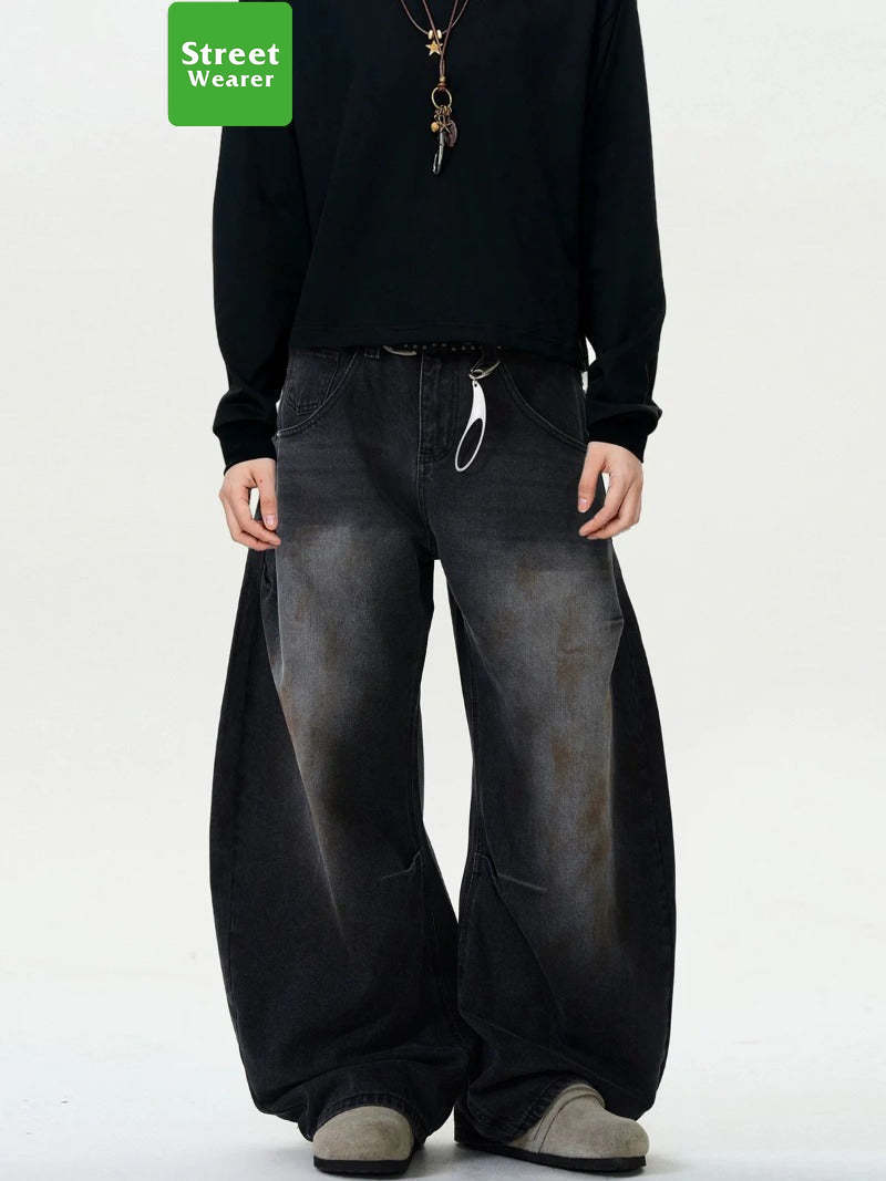 Vintage Dirty Wrinkles Scimitar-silhouette Jeans SW035KNCK9373