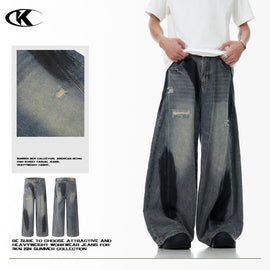 Retro Graffiti Broken Holes Scimitar-silhouette Jeans