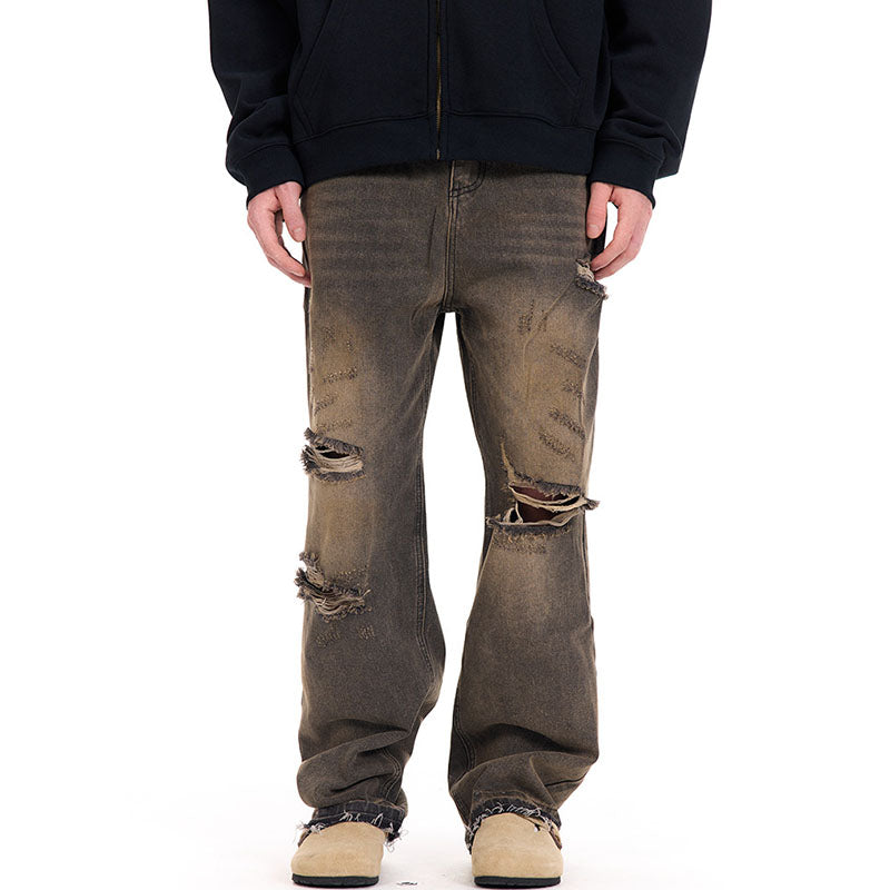 Washed Vintage Casual Straight Ripped Jeans G510