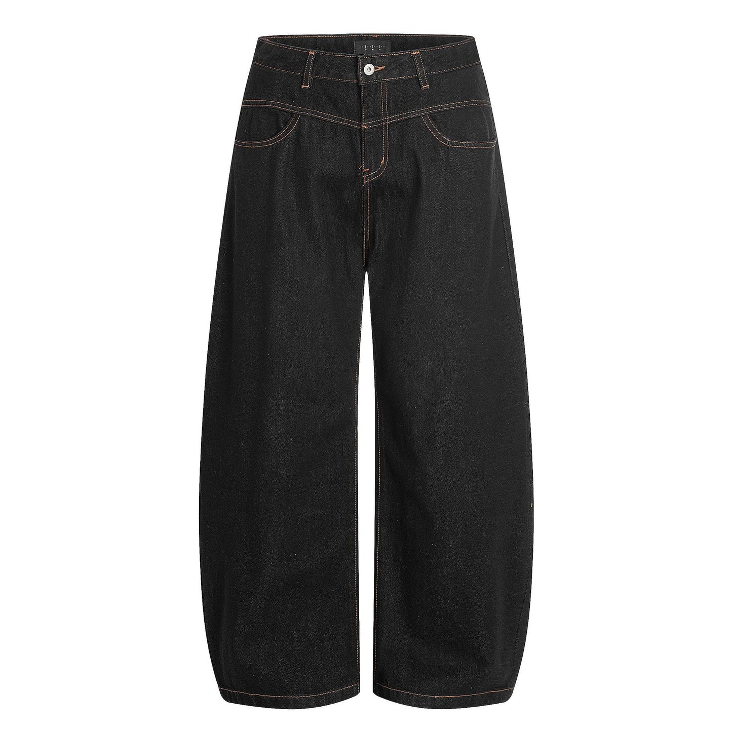 Basic Black Scimitar-silhouette Wide Leg Jeans