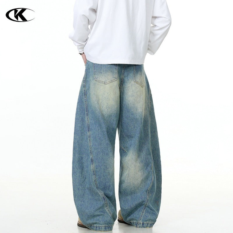 Clean Vintage Washed Blue Scimitar-silhouette Jean