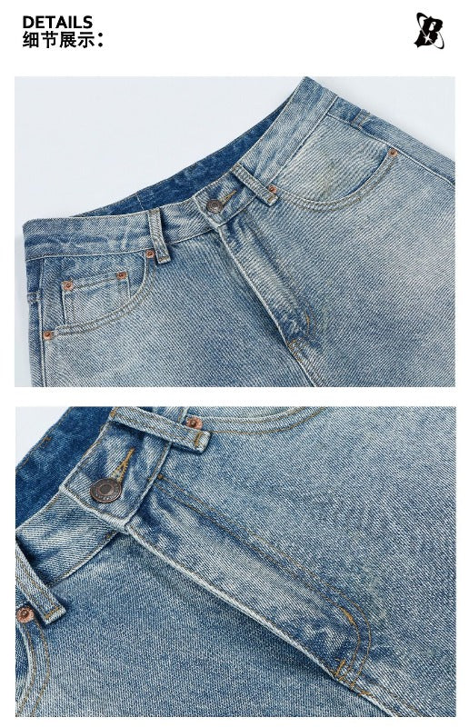 Washed Baggy Straight Leg Clean Fit Jeans