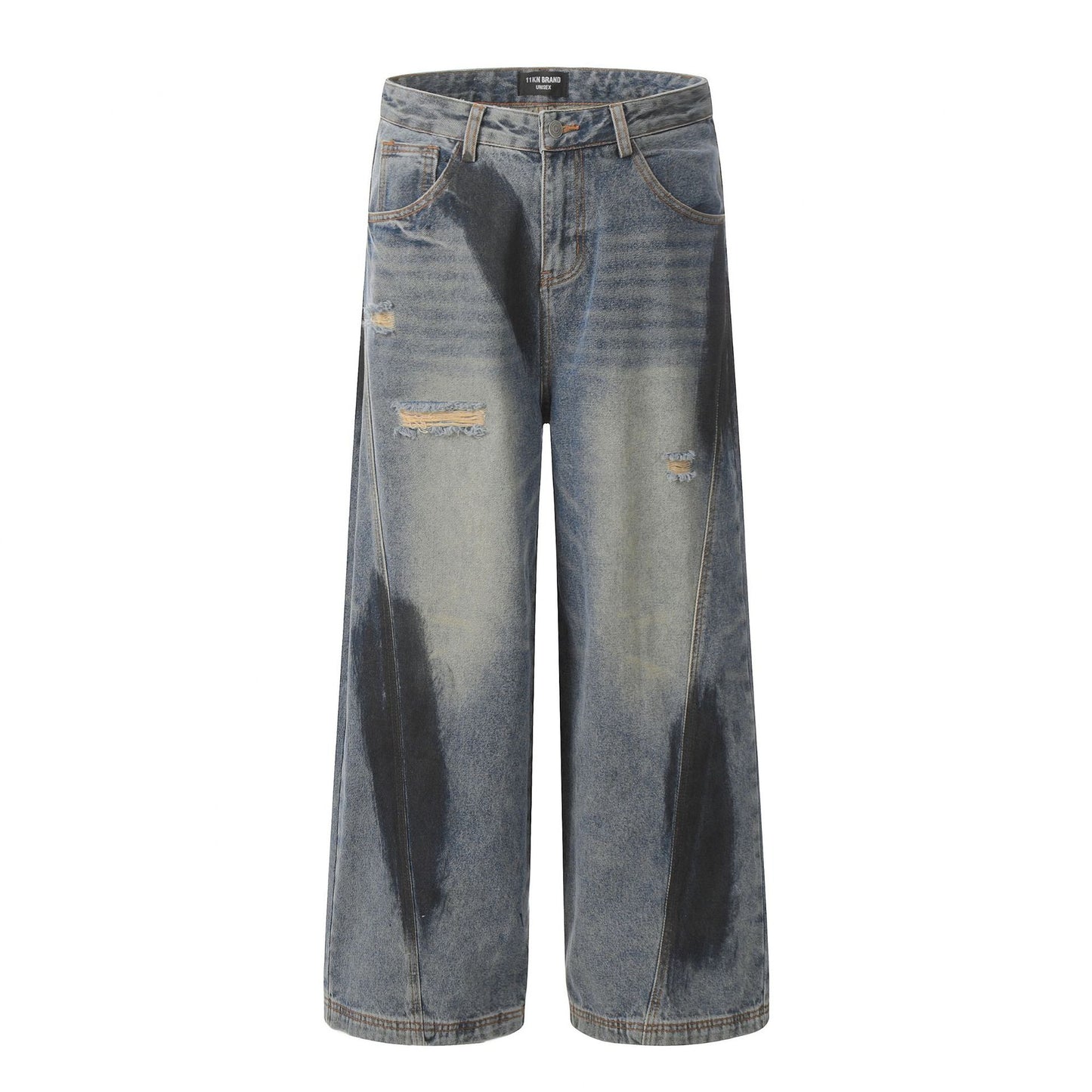 Retro Graffiti Broken Holes Scimitar-silhouette Jeans