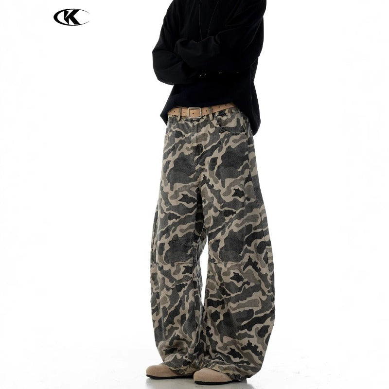 Vintage Camouflage Scimitar-silhouette Work Swearpants