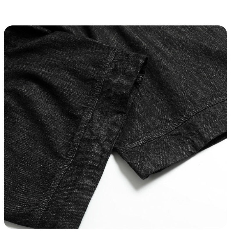 Vintage Black Scimitar-silhouette Wide-leg Jeans