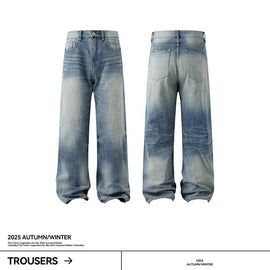 Washed Blue Straight Leg Loose Fit Cleanfit Jeans