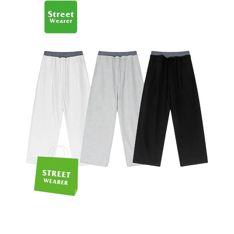 Plaid Color Contrast Double Waist Head Casual Pants K25154