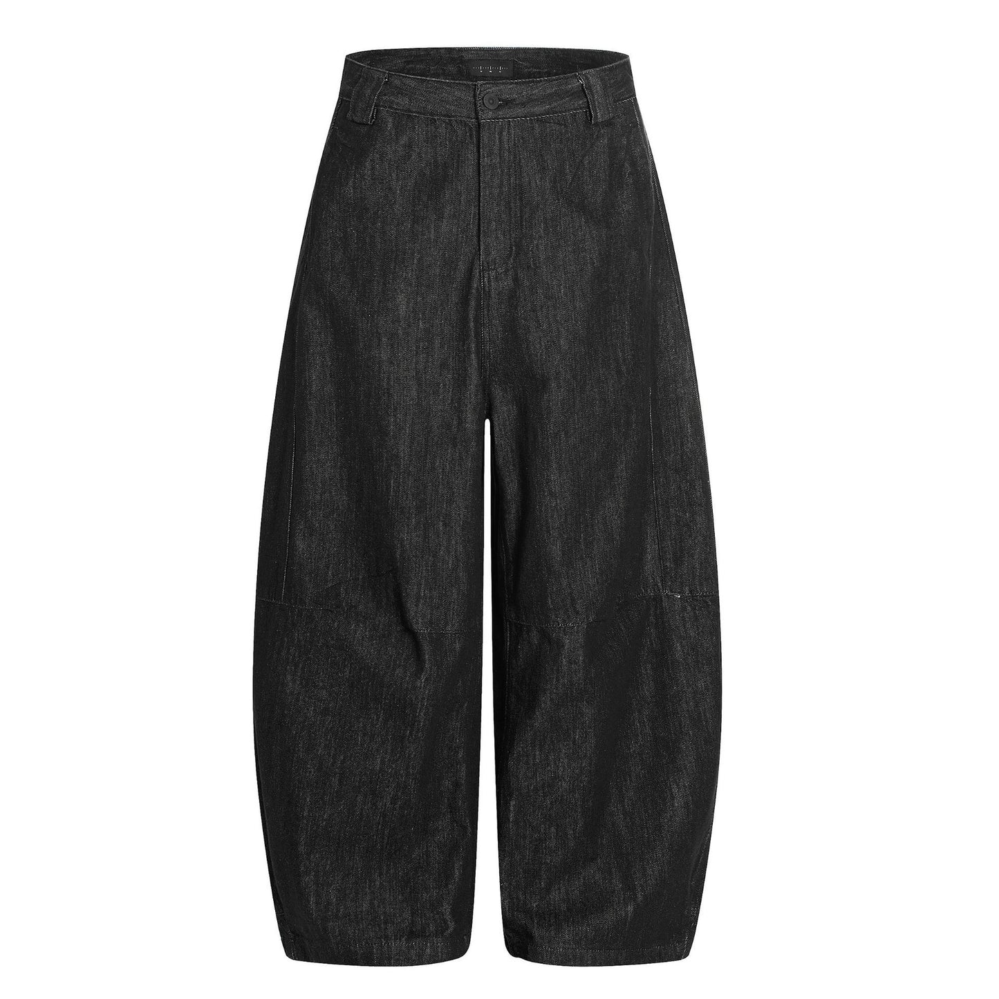 Vintage Black Scimitar-silhouette Wide-leg Jeans