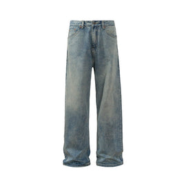 Washed Baggy Straight Leg Clean Fit Jeans