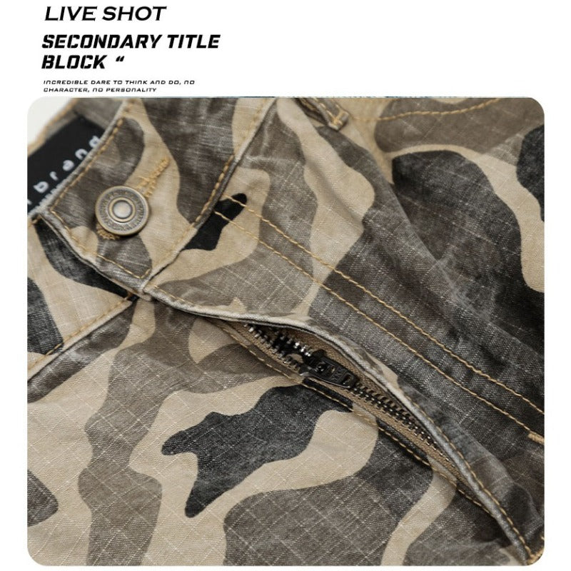 Vintage Camouflage Scimitar-silhouette Work Swearpants