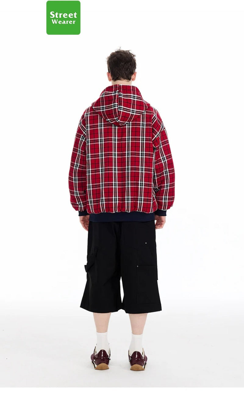 Reversible Wear Plaid Hoodies