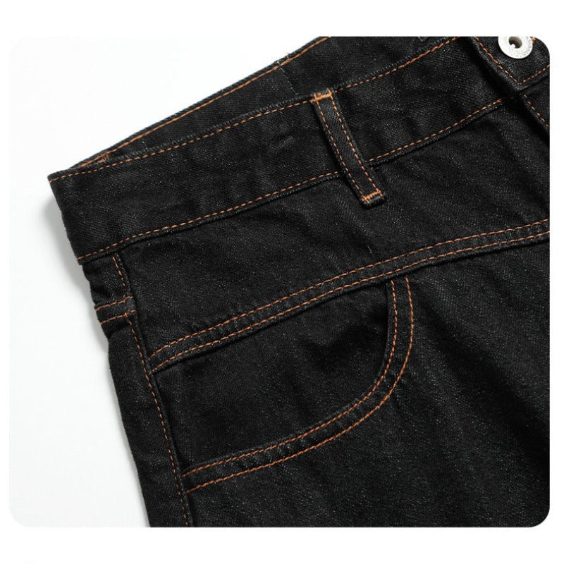 Basic Black Scimitar-silhouette Wide Leg Jeans