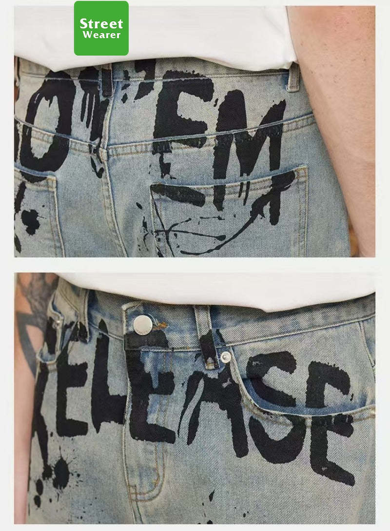 Washed Old Craft and Inked Loose Casual Jeans SW024UNFG509