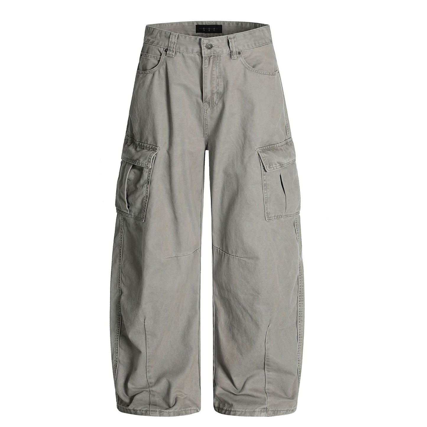 Multiple Pockets Retro-style Curved-leg Baggy Cargo Pants