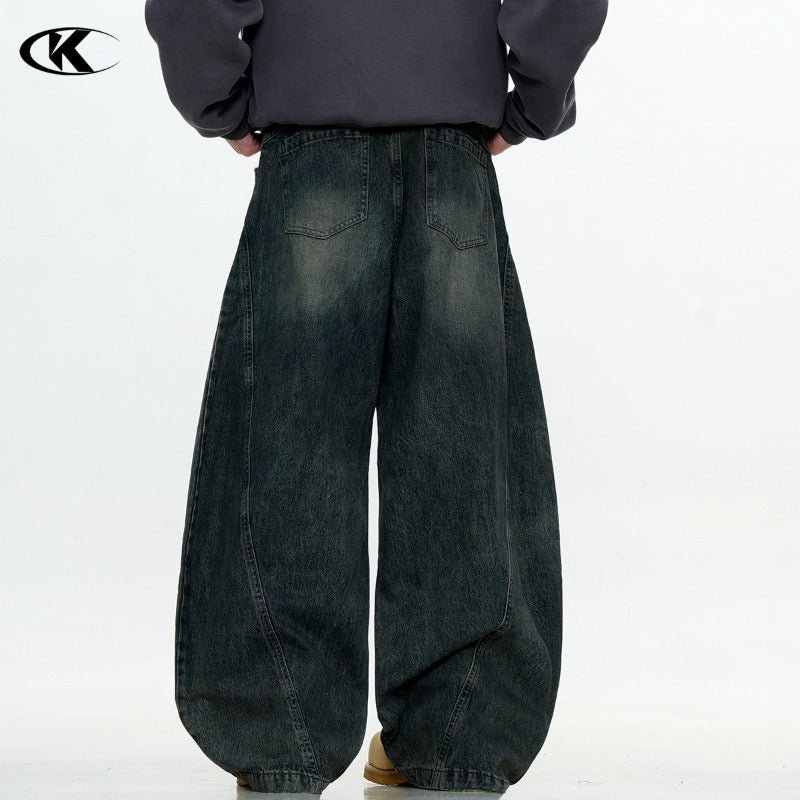 Vintage Blue Washed Scimitar-silhouette Jean