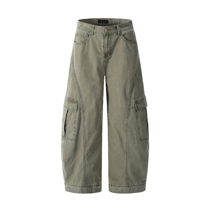 Vintage Baggy  Scimitar-silhouette Multiple Pockets Pants