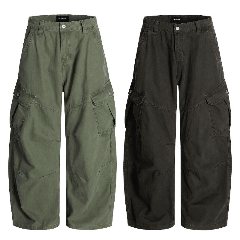 Multi Pocket Design Loose Fit Baggy Tapered Cargo Pants