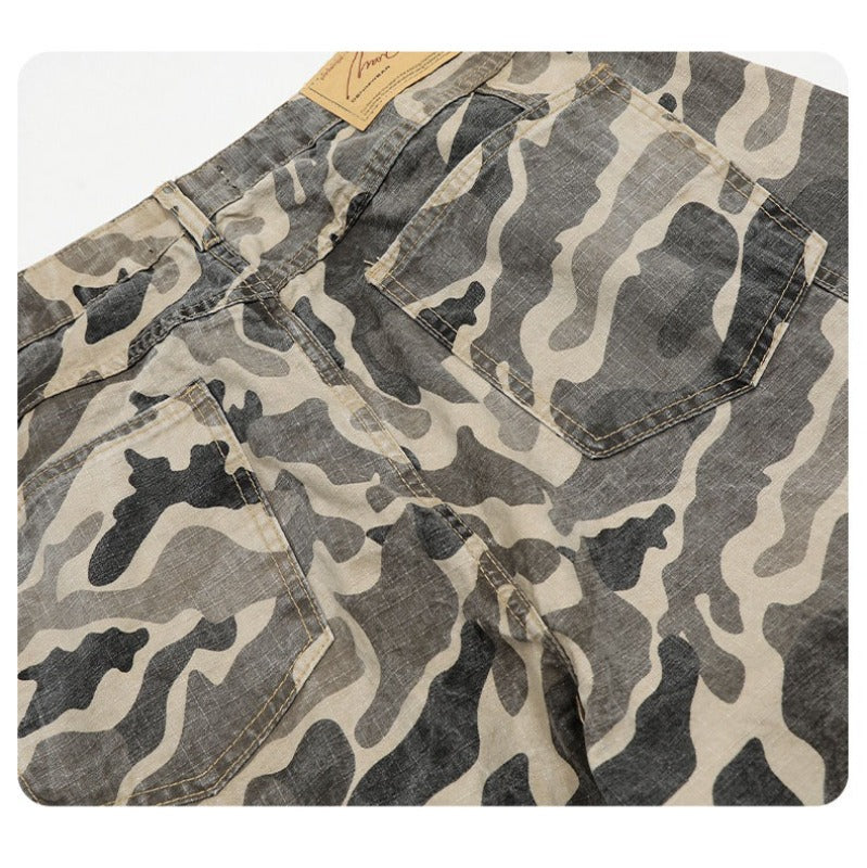 Vintage Camouflage Scimitar-silhouette Work Swearpants