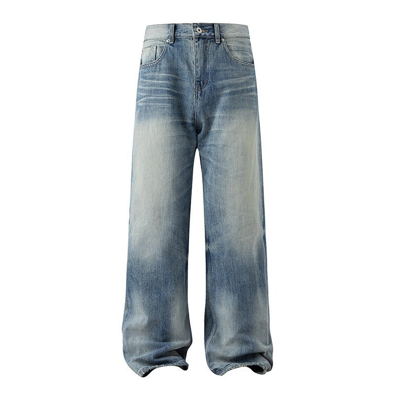 Washed Blue Straight Leg Loose Fit Cleanfit Jeans