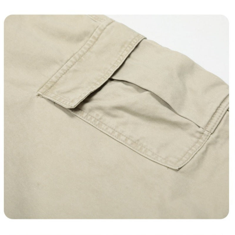 Multiple Pockets Retro-style Curved-leg Baggy Cargo Pants