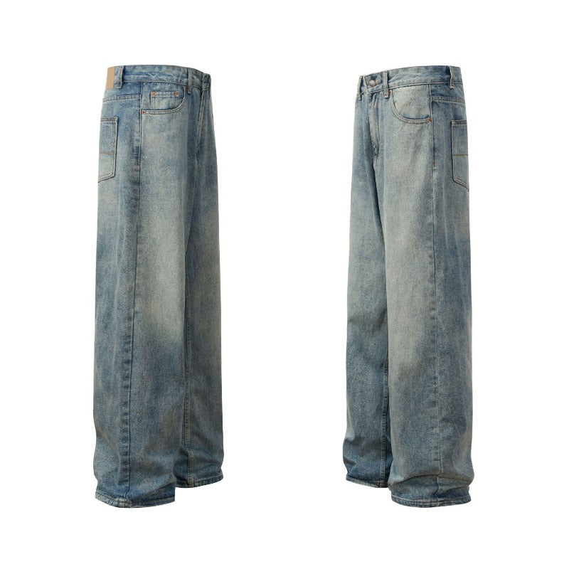 Washed Baggy Straight Leg Clean Fit Jeans