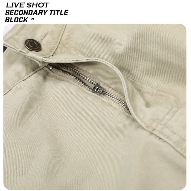 Multiple Pockets Retro-style Curved-leg Baggy Cargo Pants