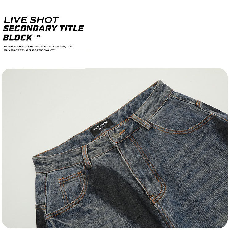 Retro Graffiti Broken Holes Scimitar-silhouette Jeans