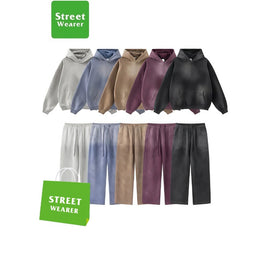 Spray monkey gradient color  washed vintage hoodie set SW004BEW2423K2429