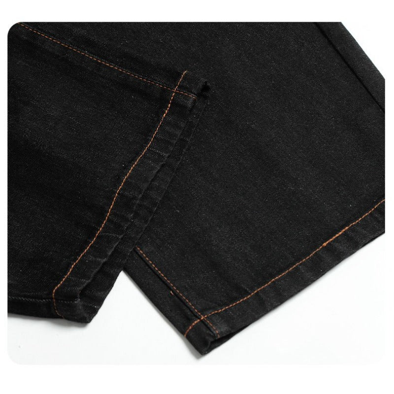 Basic Black Scimitar-silhouette Wide Leg Jeans