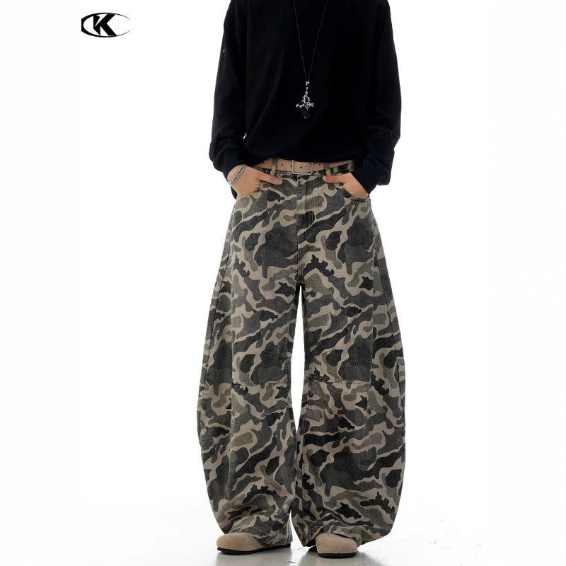 Vintage Camouflage Scimitar-silhouette Work Swearpants