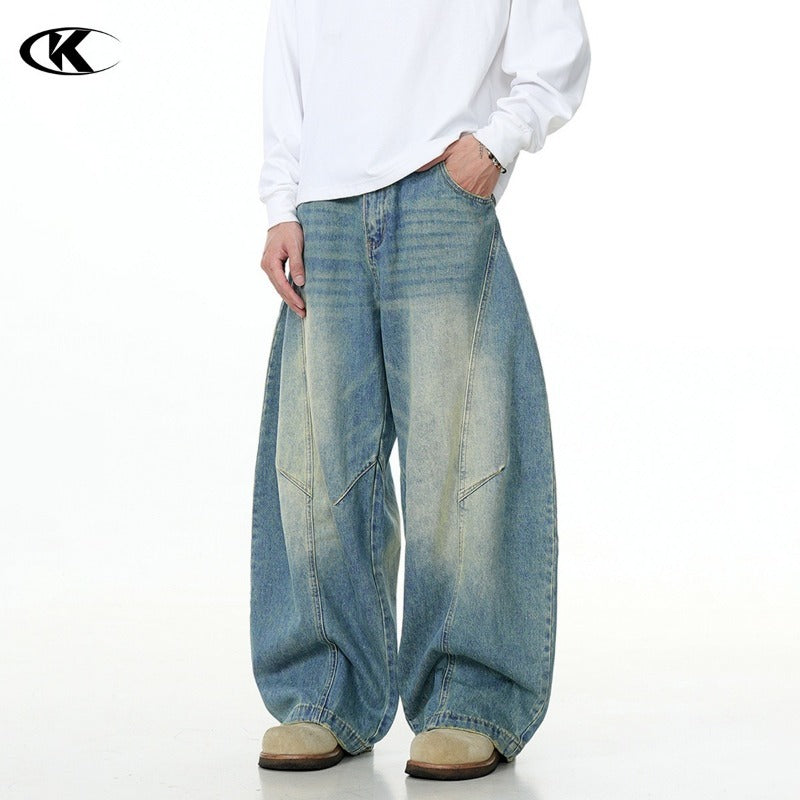 Clean Vintage Washed Blue Scimitar-silhouette Jean