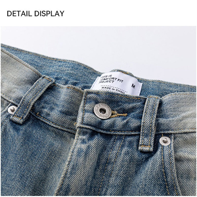 Washed Blue Straight Leg Loose Fit Cleanfit Jeans